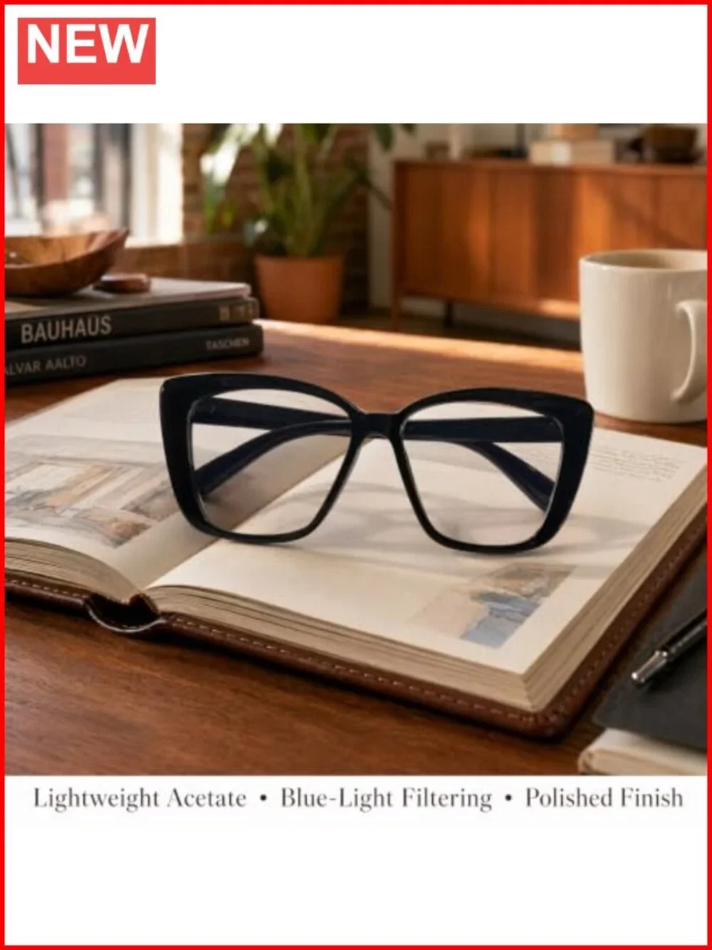 Oversized Cat Eye Blue Light Blocking Glasses Women Men Fashion Computer
